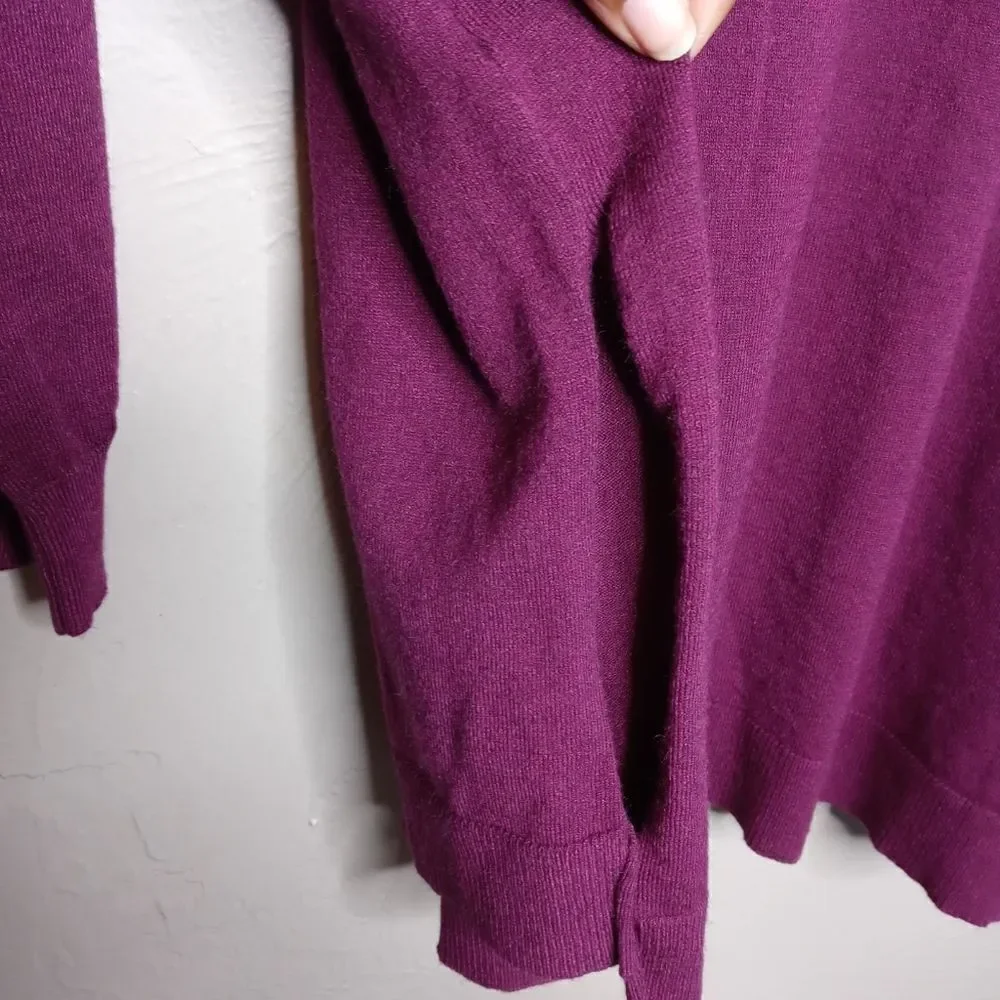 Umgee Plum Purple V neck with Cross over Design Sweater